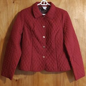✨ HOST PICK ✨Kim Rogers Petite Quilted Snap Front Jacket Maroon Collared Lined M